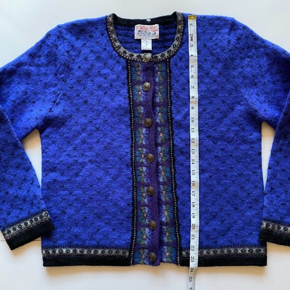 Vintage Tally Ho Cardigan Sweater 100% Wool Women’s Size Large Royal Blue - Picture 11 of 13